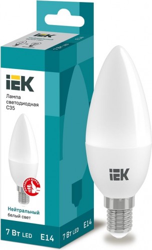Лампа светодиодная IEK С35 7Вт 4000К E14 Свеча LLE-C35-7-230-40-E14