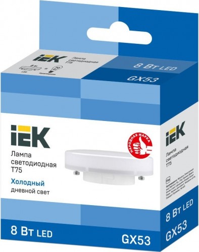 Лампа светодиодная IEK T75 таблетка 8вт 6500к gx53 LLE-T80-8-230-65-GX53 - изображение 2