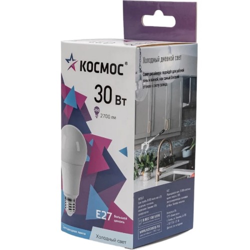 Лампа светодиодная КОСМОС 30W A70 E27 6500K 174-265B LkecLED30wA70E2765 - изображение 5