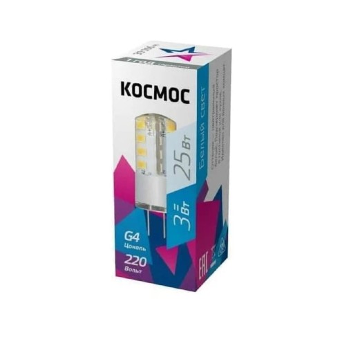 Лампа светодиодная КОСМОС 3Вт G4 220В 4500К силикон LksmLED3wJCG4220v45 - изображение 2