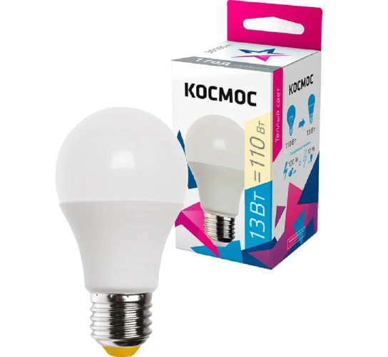 Лампа светодиодная КОСМОС А60 13W Е27 3000K LkecLED13wA60E2730