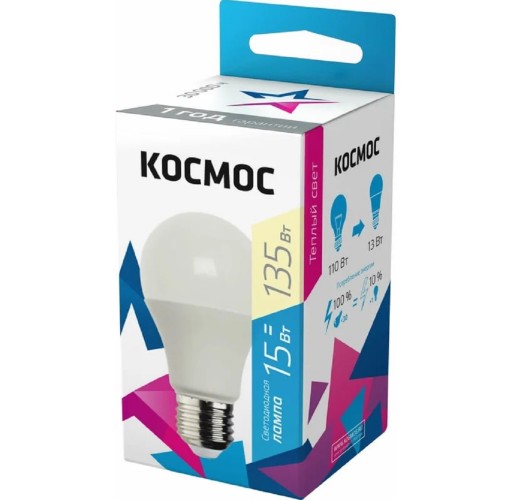 Лампа светодиодная КОСМОС А60 15W Е27 6500K LkecLED15wA60E2765 - изображение 2