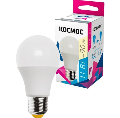 Лампа светодиодная КОСМОС А60 11W Е27 3000K LkecLED11wA60E2730