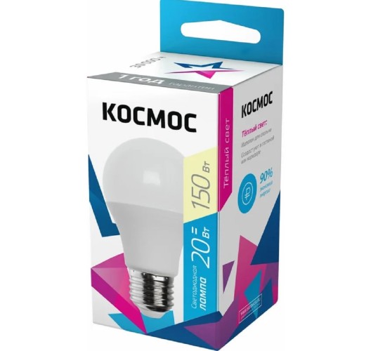 Лампа светодиодная КОСМОС А60 20W Е27 3000K LkecLED20wA60E2730 - изображение 3