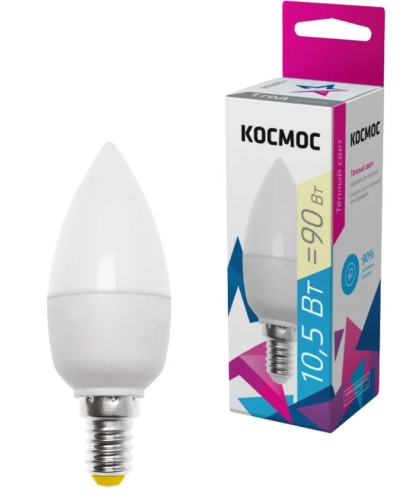 Лампа светодиодная КОСМОС CN 10.5W 220V E14 3000K LkecLED10.5wCNE1430