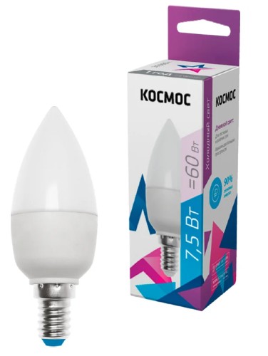 Лампа светодиодная КОСМОС CN 7.5W 220V E14 6500K LkecLED7.5wCNE1465