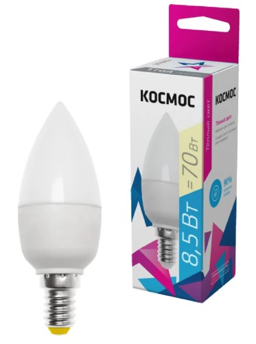 Лампа светодиодная КОСМОС CN 8.5W 220V E14 3000K LkecLED8.5wCNE1430