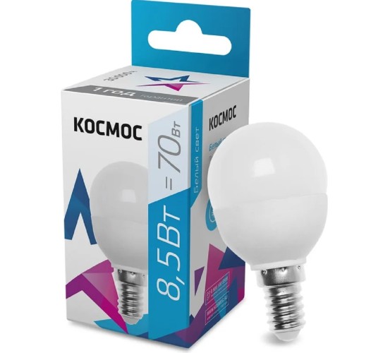 Лампа светодиодная КОСМОС GL45 8.5W 220V E14 4500K LkecLED8.5wGL45E1445 - изображение 2