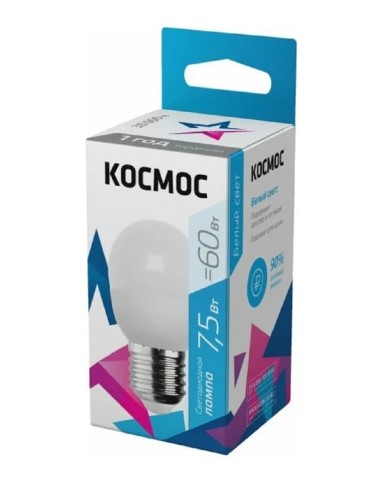 Лампа светодиодная КОСМОС GL45 7.5W 220V E27 6500K LkecLED7.5wGL45E2765 - изображение 2