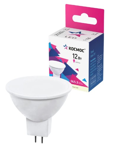 Лампа светодиодная КОСМОС JCDR 12W 220V GU5.3 3000K LkecLED12wJCDRC30