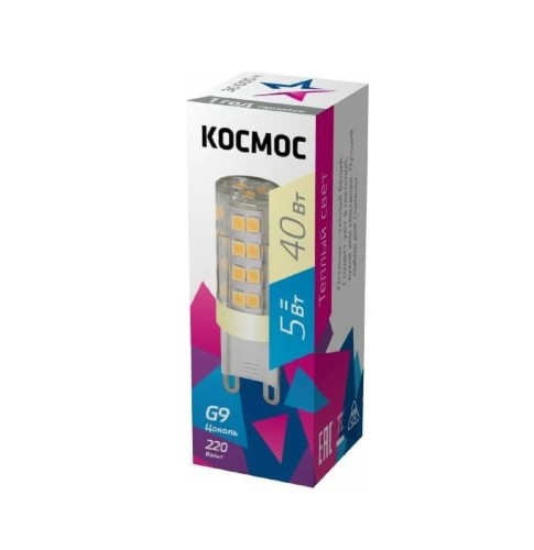 Лампа светодиодная КОСМОС LED 5Вт G9 220В 3000K керамика + пластик LksmLED5WG9C4500pc - изображение 2