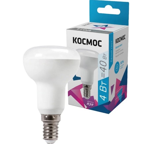 Лампа светодиодная КОСМОС R39 4Вт Е14 230v 4500K LED рефлектор Lksm_LED4wR39E1445