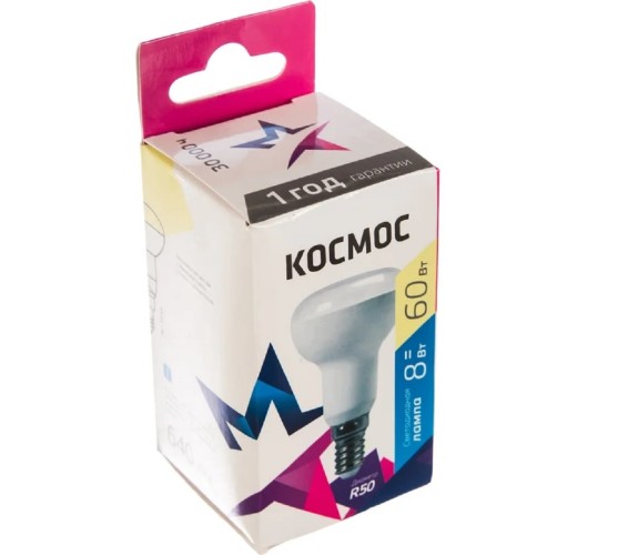 Лампа светодиодная КОСМОС R50 8Вт Е14 230v 3000K LED рефлектор Lksm_LED8wR50E1430 - изображение 2