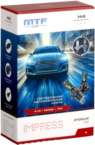 Лампа светодиодная MTF LIGHT серия IMPRESS, H4, 12V, 21W, 2100LM, 6000K, штатн. лампы) HT04K6 - изображение 4