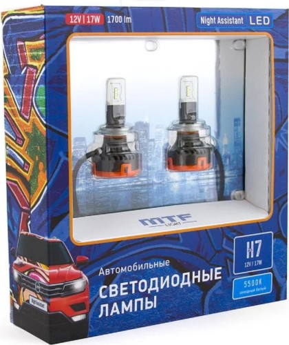 Лампа светодиодная MTF LIGHT NIGHT ASSISTANT 5500K, H7, FAN NAH07K5