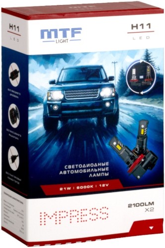 Лампа светодиодная MTF LIGHT IMPRESS, H11/Н8/Н9/Н16, 12V, 21W, 2100LM 6000k, (штат. р-р) HT11K6 - изображение 4