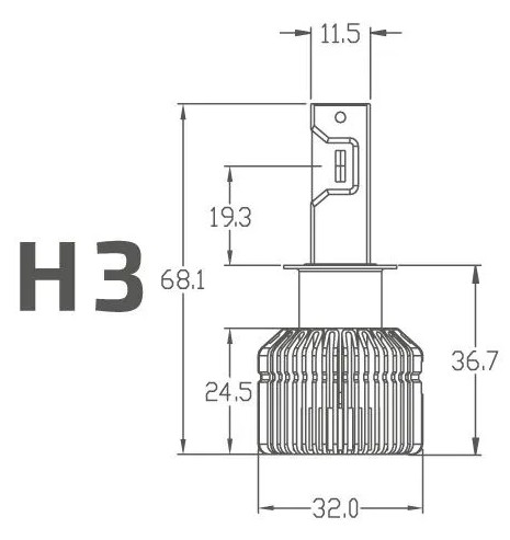Лампа светодиодная MTF LIGHT серия DYNAMIC VISION LED, H3, 28W, 2500lm, 5500K,  кулер DV03K5 - изображение 2