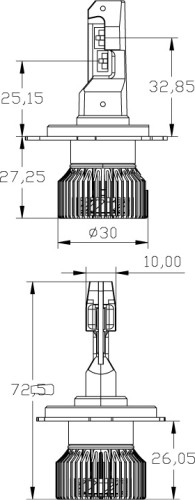 Лампа светодиодная MTF LIGHT серия MaxBeam Mini, H4/H19, 12V, 45W, 4500lm, 6000K, кулер MM04K6 - изображение 3