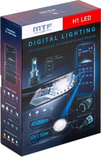 Лампа светодиодная MTF LIGHT Н1, 12V, 55W, 4500lm, 3000-7000K управление смартфон/аналоговое/ДУ SM01K5
