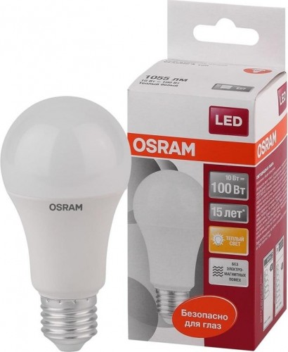 Лампа светодиодная Osram LED Star A 100 10вт 2700к e27 1060лм 4052899971578