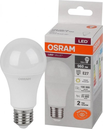 Лампа светодиодная Osram LED VALUE cla100 12sw/830 230v e27 10x1 4058075578975