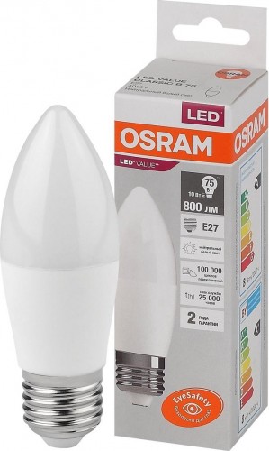 Лампа светодиодная Osram LED VALUE clb75 10sw/840 230v e27 10x1 4058075579569