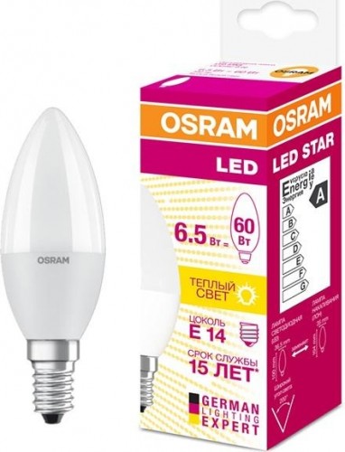 Лампа светодиодная Osram LED Star B 60 6.5вт 3000к e14 550лм 4058075134171