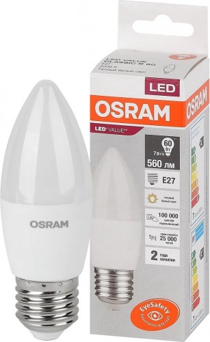 Лампа светодиодная Osram LED VALUE clb60 7sw/830 230v e27 10x1 4058075579446