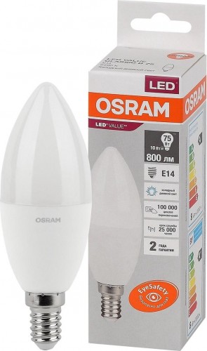 Лампа светодиодная Osram LED VALUE clb75 10sw/865 230v e14 10x1 4058075579262