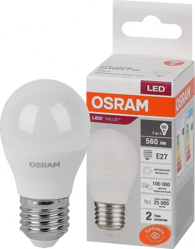 Лампа светодиодная Osram LED VALUE clp60 7sw/840 230v e27 10x1 4058075579835