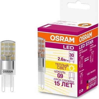 Лампа светодиодная Osram LED Star PIN30 (замена 30вт) 2.6вт 2700к g9 320лм 4058075056688