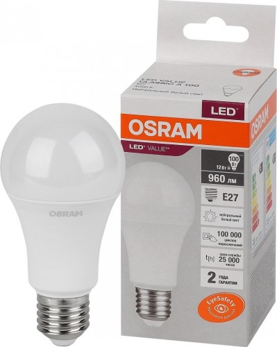 Лампа светодиодная Osram LED VALUE cla100 12sw/840 230v e27 10x1 4058075579002