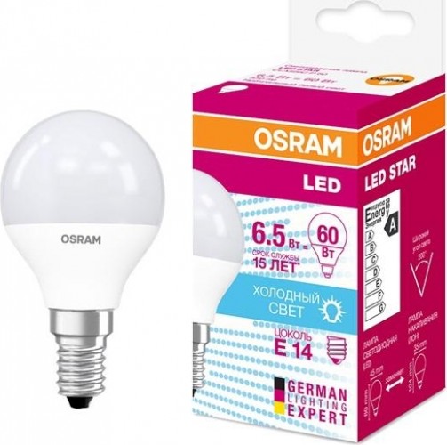 Лампа светодиодная Osram LED Star B 60 p 60 6.5вт 4000к e14 550лм 4058075134263