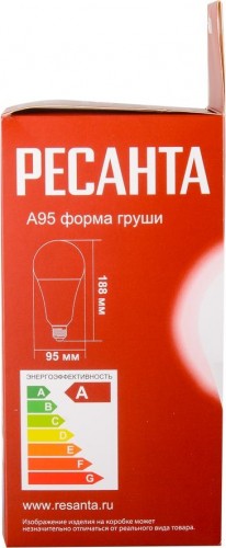 Лампа светодиодная Ресанта LL-R-A95-25W-230-4K-E27 (груша, 25вт, нейтр., е27) 76/1/77 - изображение 4