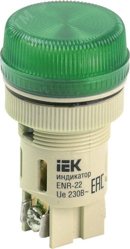 Лампа светосигнальная IEK ENR-22 d=22мм 240В AC цилиндр/зеленый неон BLS40-ENR-K06
