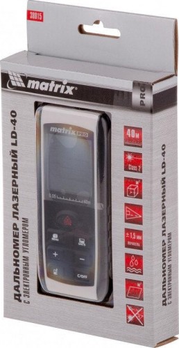 Лазерный дальномер MATRIX LD-40 40м с электронным угломером 38015 - изображение 3