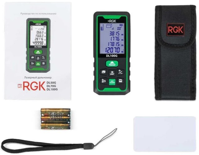 Лазерный дальномер RGK DL100G С ПОВЕРКОЙ зеленый луч с угломером  755740 - изображение 3