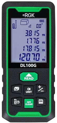 Лазерный дальномер RGK DL100G зеленый луч с угломером  778190