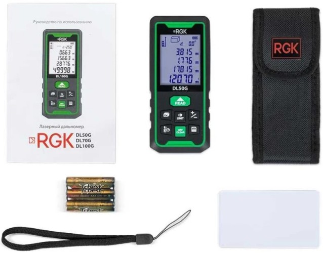 Лазерный дальномер RGK DL50G С ПОВЕРКОЙ зеленый луч с угломером  755726 - изображение 3