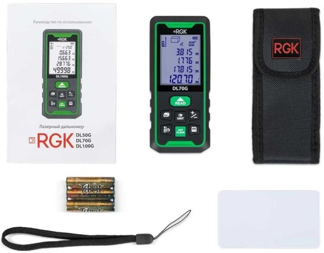 Лазерный дальномер RGK DL70G С ПОВЕРКОЙ зеленый луч с угломером  755733 - изображение 3