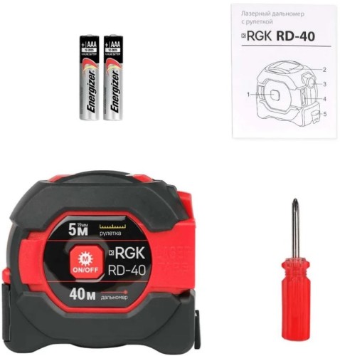 Лазерный дальномер RGK RD40 с рулеткой  774871 - изображение 4