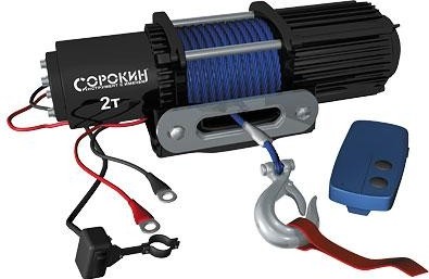 Лебедка автомобильная СОРОКИН 4.922 (2,0 т - 15,2 м) на ATV, трос кевларовый