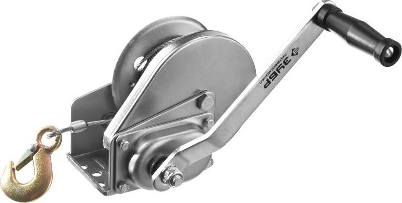 Лебедка ручная барабанная ЗУБР "ПРОФЕССИОНАЛ" подъемная, тросовая, 0.5 т, 8 м 43117-0.5 43117-0.5