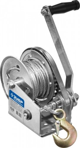 Лебедка ручная барабанная ЗУБР "ПРОФЕССИОНАЛ" подъемная, тросовая, 0.5 т, 8 м 43117-0.5 43117-0.5 - изображение 2