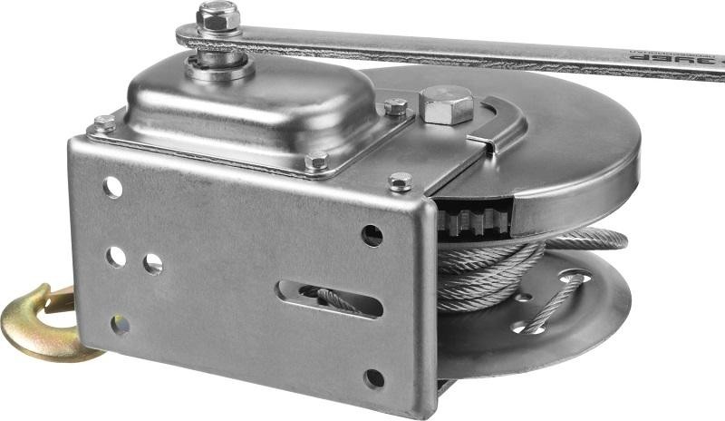 Лебедка ручная барабанная ЗУБР "ПРОФЕССИОНАЛ" подъемная, тросовая, 0.9 т, 8 м 43117-0.9 43117-0.9 - изображение 3