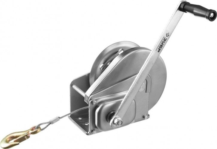 Лебедка ручная барабанная ЗУБР "ПРОФЕССИОНАЛ" подъемная, тросовая, 0.9 т, 8 м 43117-0.9 43117-0.9 - изображение 1
