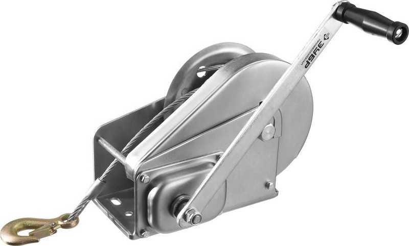 Лебедка ручная барабанная ЗУБР "ПРОФЕССИОНАЛ" подъемная, тросовая, 1.3 т, 8 м 43117-1.3 43117-1.3