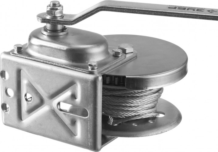 Лебедка ручная барабанная ЗУБР "ПРОФЕССИОНАЛ" подъемная, тросовая, 1.3 т, 8 м 43117-1.3 43117-1.3 - изображение 4