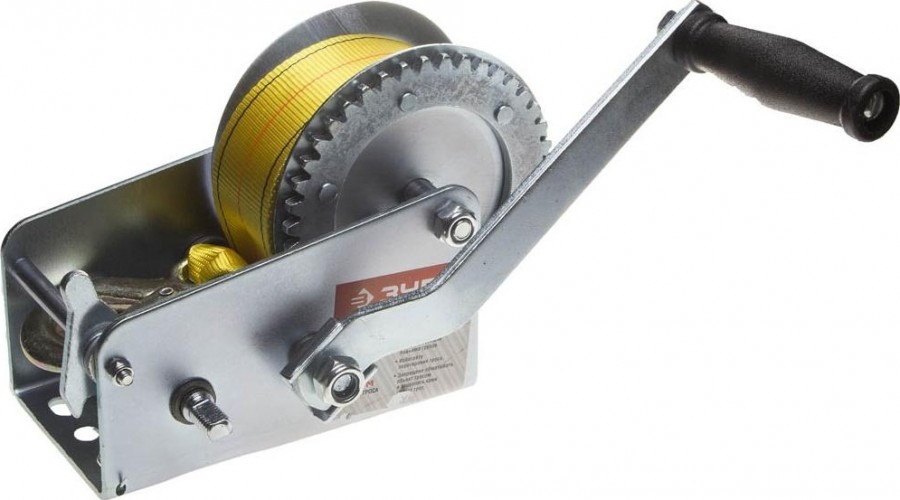 Лебедка ручная барабанная ЗУБР "ПРОФЕССИОНАЛ" тяговая, ленточная, 0.9 т, 8 м 43115-0.9 43115-0.9