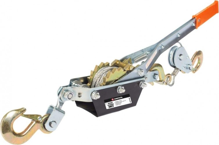 Лебедка рычажная СИБТАЛЬ X2Y3 4Т 3м тросовая, двойной храповый механизм, три крюка 070 0005 4000